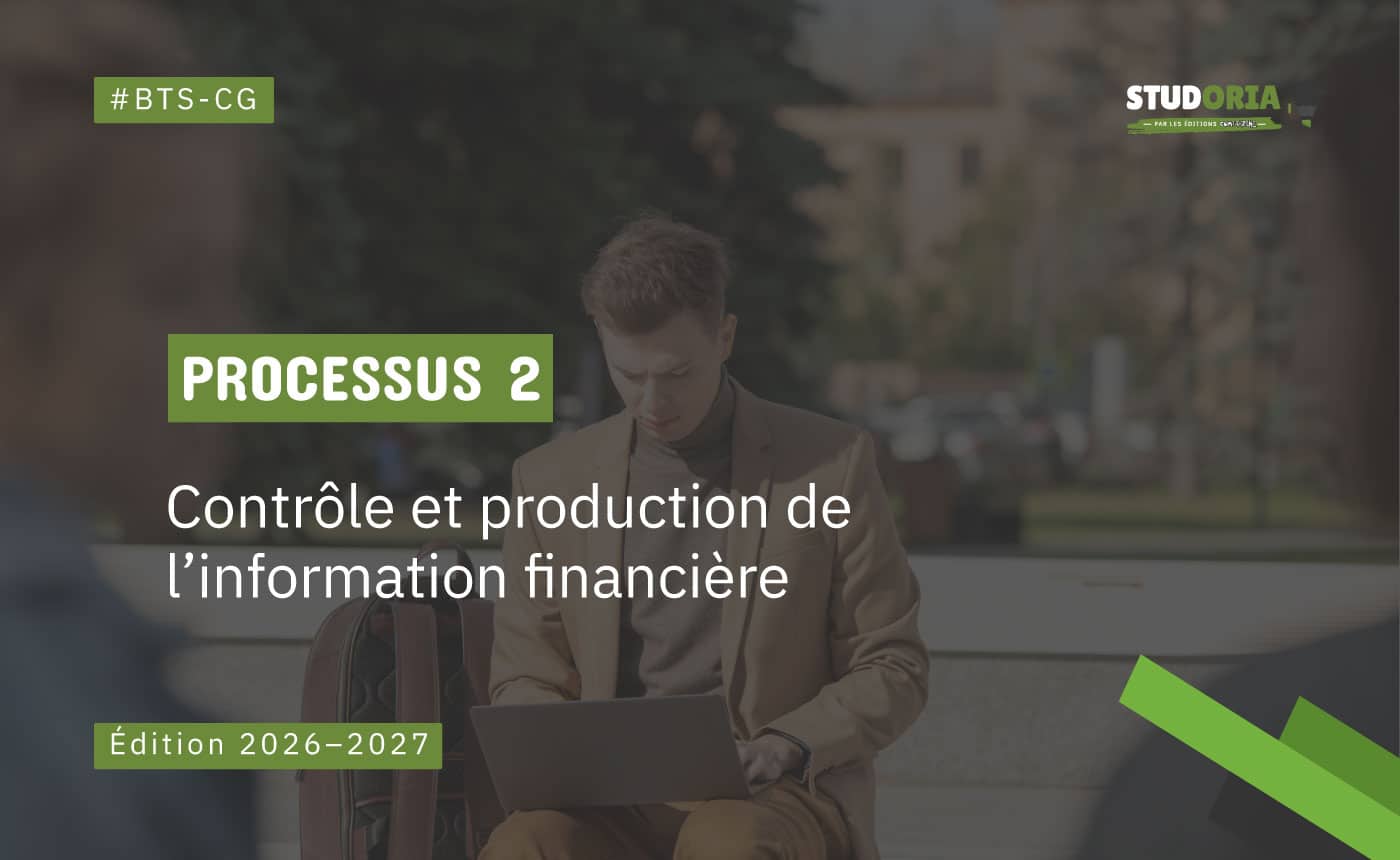 Couverture de cours: Processus 2, Contrôle et production de l’information financière (Édition 2026–2027) par Studoria.